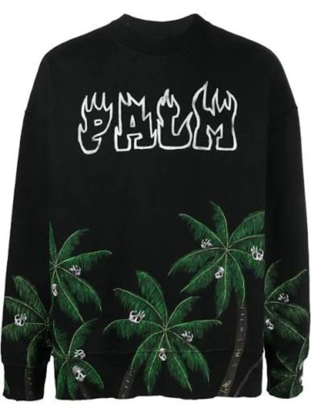 The Palm Angels Palms And Skull Vintage Crew 'Black/Green Size Large